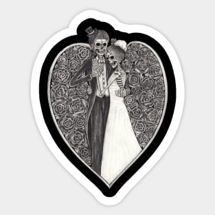 Skeletons loves couple wedding. Sticker